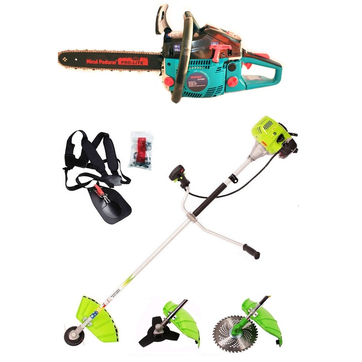 SET- Micul Padurar 5200 - Drujba 3CP + Motocoasa 1311 3.4CP, Modele 2019, Accesorii Incluse