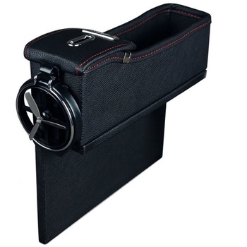 Cutie organizatoare scaun auto cusatura rosie din piele, depozitare obiecte Cutie organizatoare scaun auto cusatura rosie din piele, depozitare obiecte