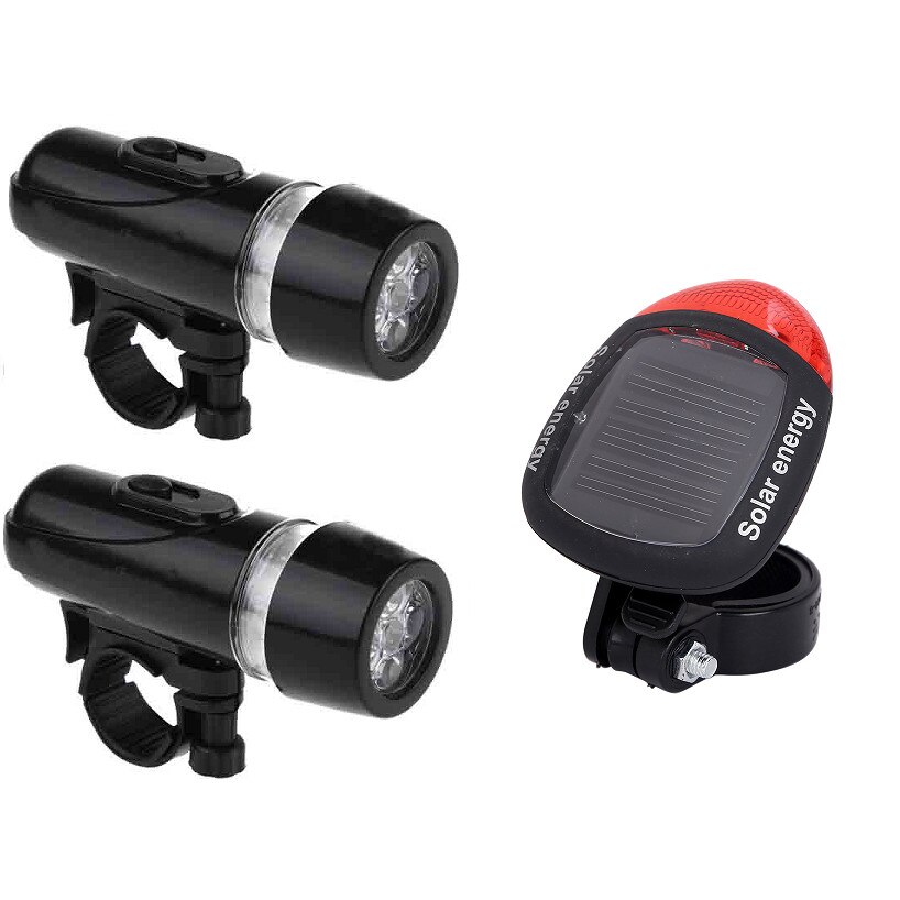 Set 3 buc., Faruri fata power beam, stop solar 2 LED, 3 moduri luminare, set kit lumini, negre