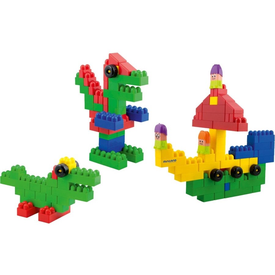 Set de construit Blocks Super Scoala Miniland, 96 piese