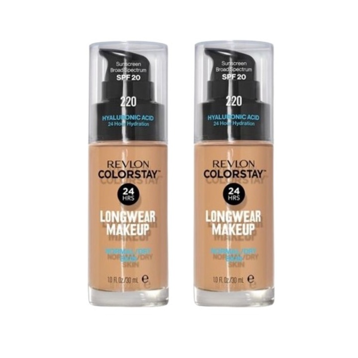 Pachet Revlon 2X Fond de ten Revlon Colorstay pentru ten normal si uscat 220 Natural Beige, 30 ml
