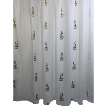 Perdea alba bucatarie cu broderie maro 150x245cm cu rejansa by Liz Line - RD3315 Perdea alba bucatarie cu broderie maro 150x245cm cu rejansa by Liz Line - RD3315