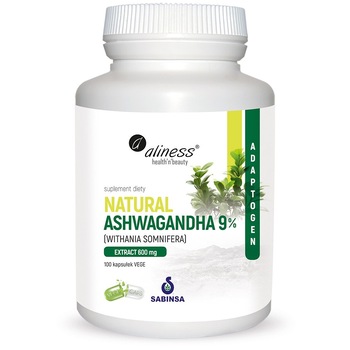 Herbal Supplement Natural Ashwagandha 600 mg 9% ALINESS, Adaptogen - 100 Vegetarian Capsules Herbal Supplement Natural Ashwagandha 600 mg 9% ALINESS, Adaptogen - 100 Vegetarian Capsules