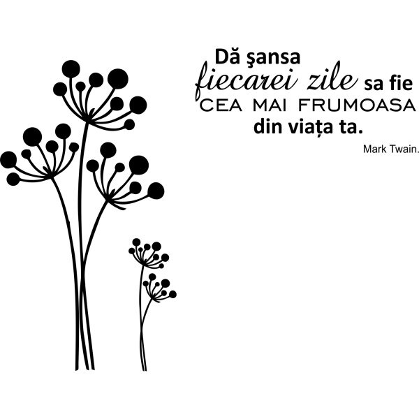 Sticker decorativ Fiecare zi e frumoasa, 88 x 100 cm, negru