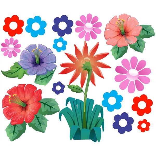 Sticker decorativ Flowers, 80 x 96 cm