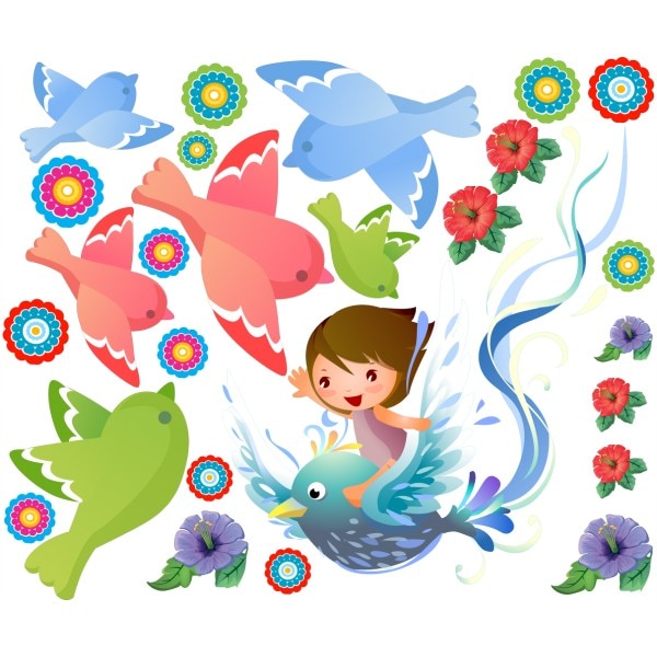 Sticker decorativ Birds, 80 x 96 cm