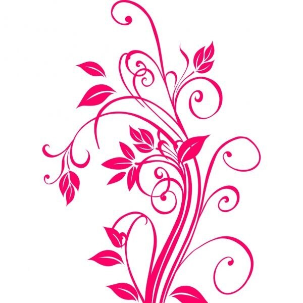 Sticker decorativ Floral, 130 x 94 cm, fuxia