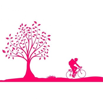 Sticker decorativ Bicycle Tree, 305 x 180 cm, fuxia Sticker decorativ Bicycle Tree, 305 x 180 cm, fuxia