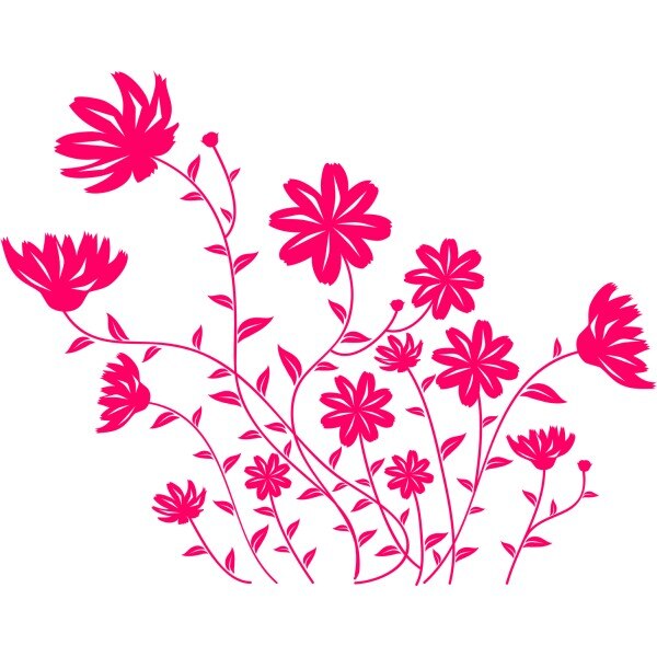 Sticker decorativ Flori in natura, 150 x 118 cm, fuxia