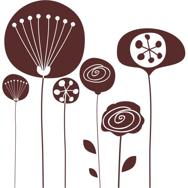 Sticker decorativ Cute flower, 120 x 123 cm, maro inchis