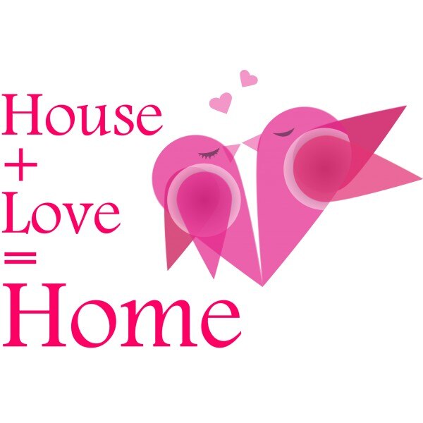 Sticker decorativ I love my home, 120 x 81 cm, fuxia