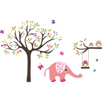 Sticker decorativ Animalute si copacel, 111 x 130 cm Sticker decorativ Animalute si copacel, 111 x 130 cm