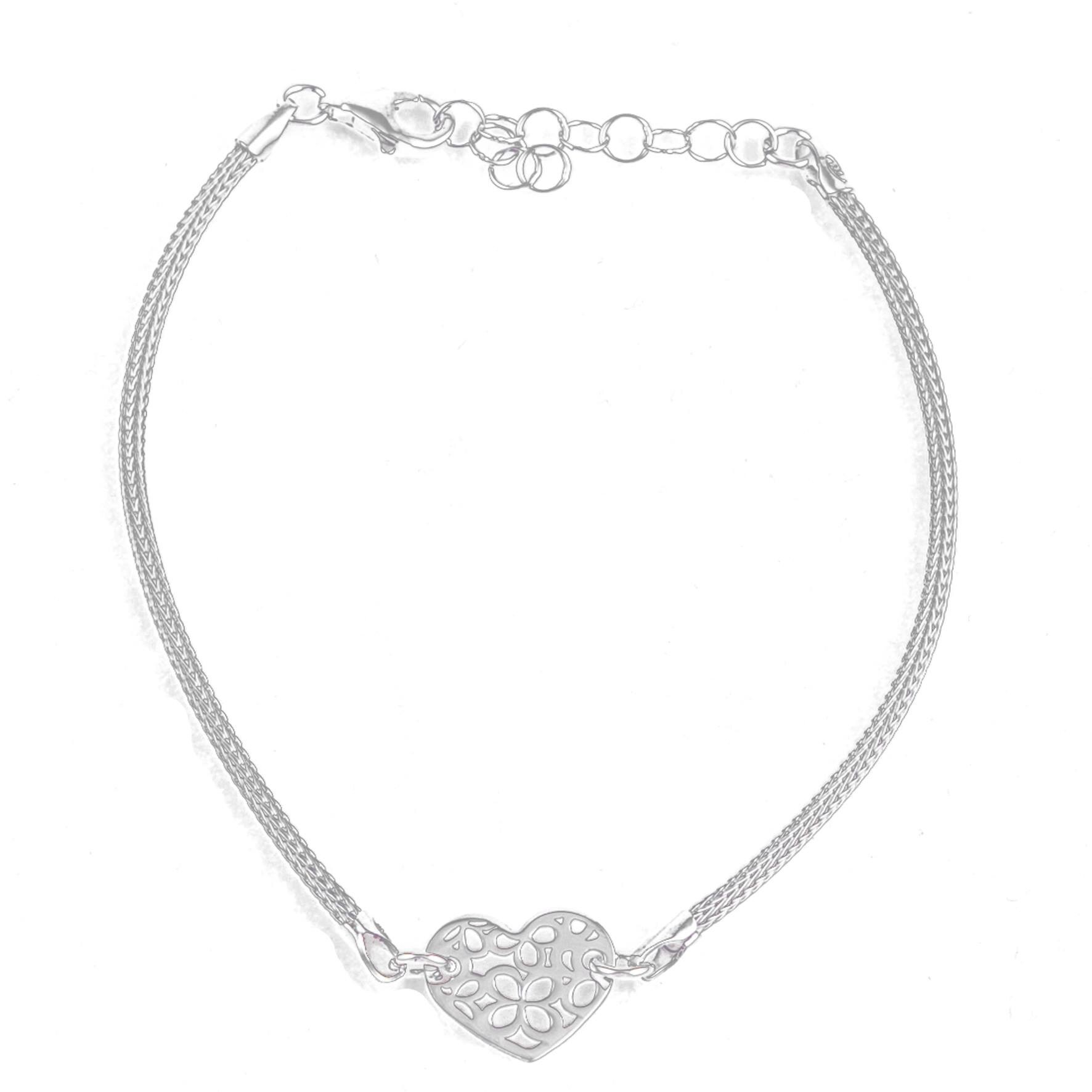 Bratara Argint 925 , F&F, Inimioara cu flori