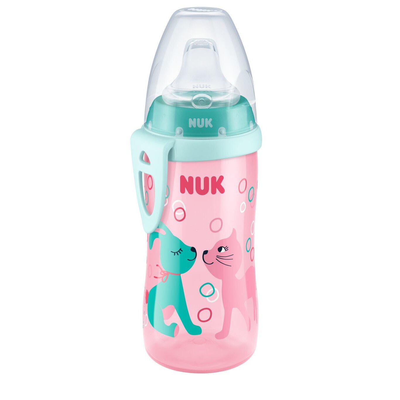 Biberon cu cioc 300 ml 12 luni+ Nuk Active Cup First Choice 255409, Roz