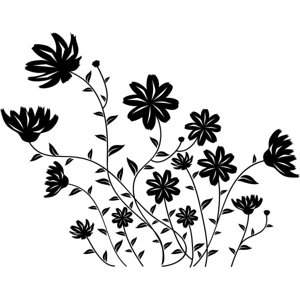 Sticker decorativ Flori in natura, 150 x 118 cm, negru