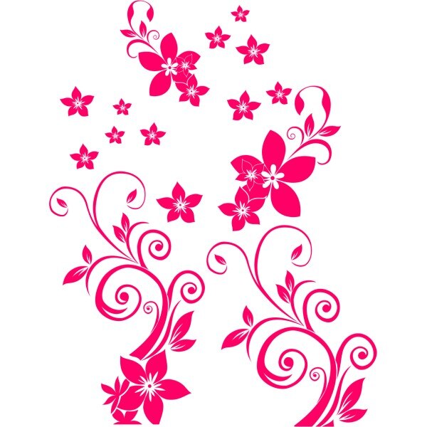 Sticker decorativ Flori de primavara, 100 x 130 cm, fuxia