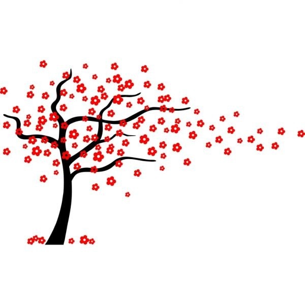 Sticker decorativ The Power of Nature, 232 x 140 cm, negru cu rosu