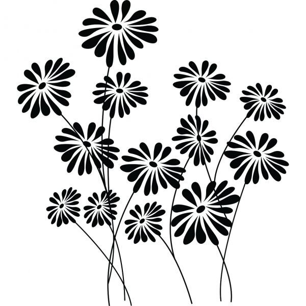 Sticker decorativ Pure Flowers, 120 x 81 cm, negru