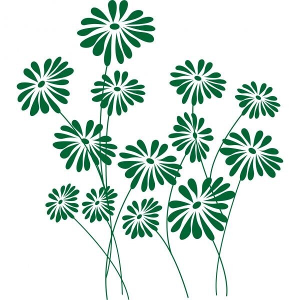 Sticker decorativ Pure Flowers, 120 x 81 cm, verde