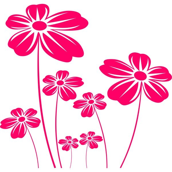 Sticker decorativ Flori Ambientale, 109 x 135 cm, fuxia