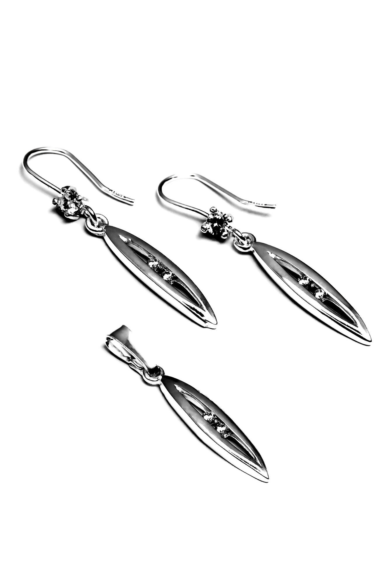 Set din argint 925,Eurosilver,cu zirconiu de 3 mm,alb