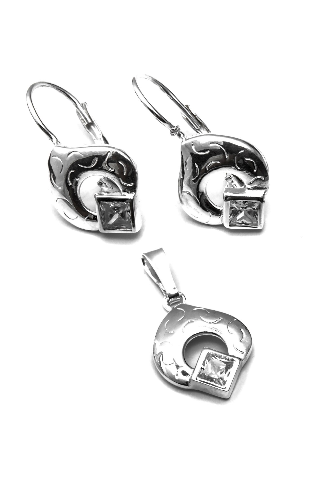 Set din argint 925, Eurosilver, cu zirconiu patrat, alb