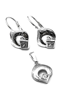 Set din argint 925, Eurosilver, cu zirconiu patrat, alb Set din argint 925, Eurosilver, cu zirconiu patrat, alb