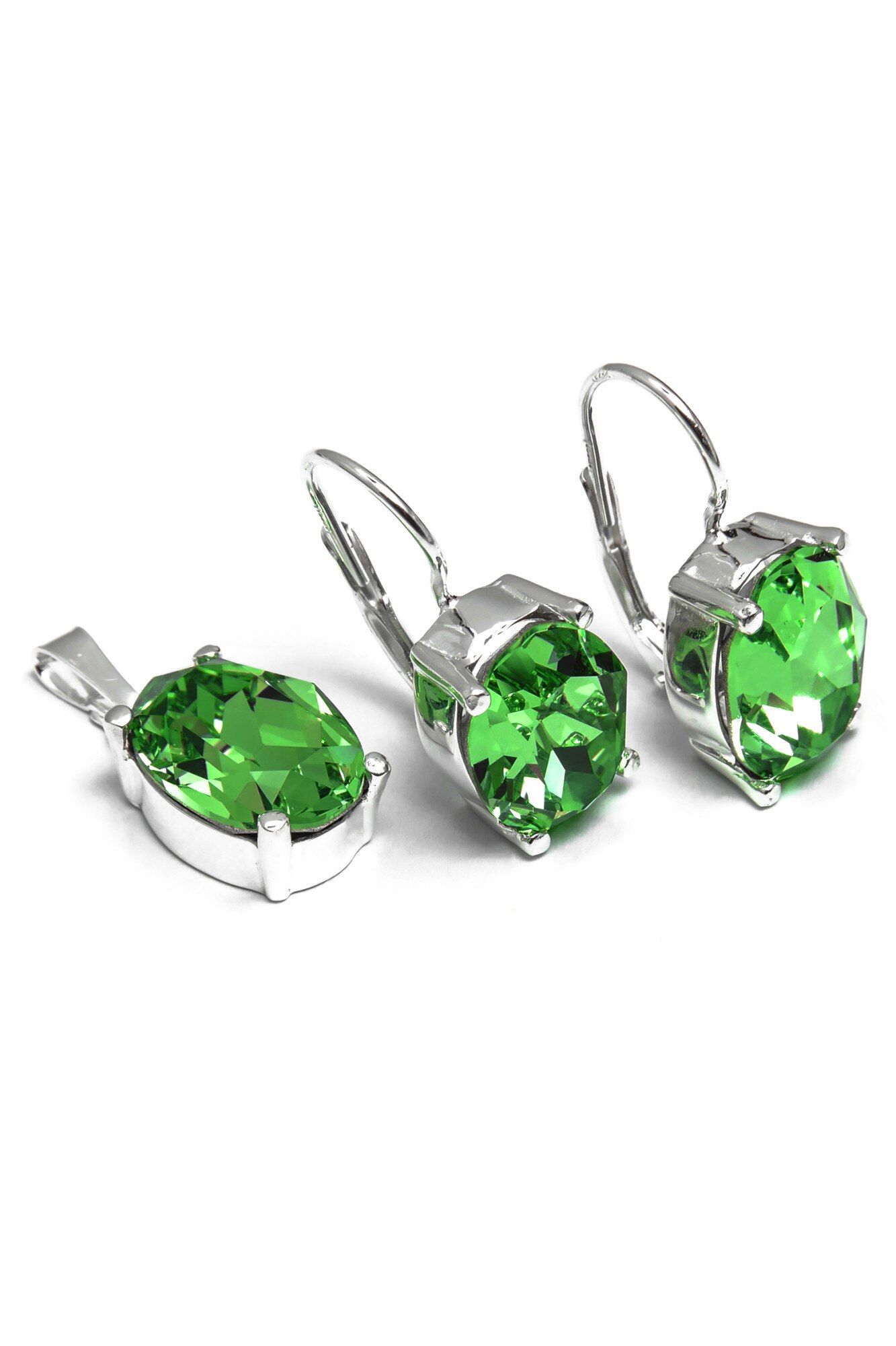 Set din argint 925, Eurosilver, cu zirconiu oval, verde