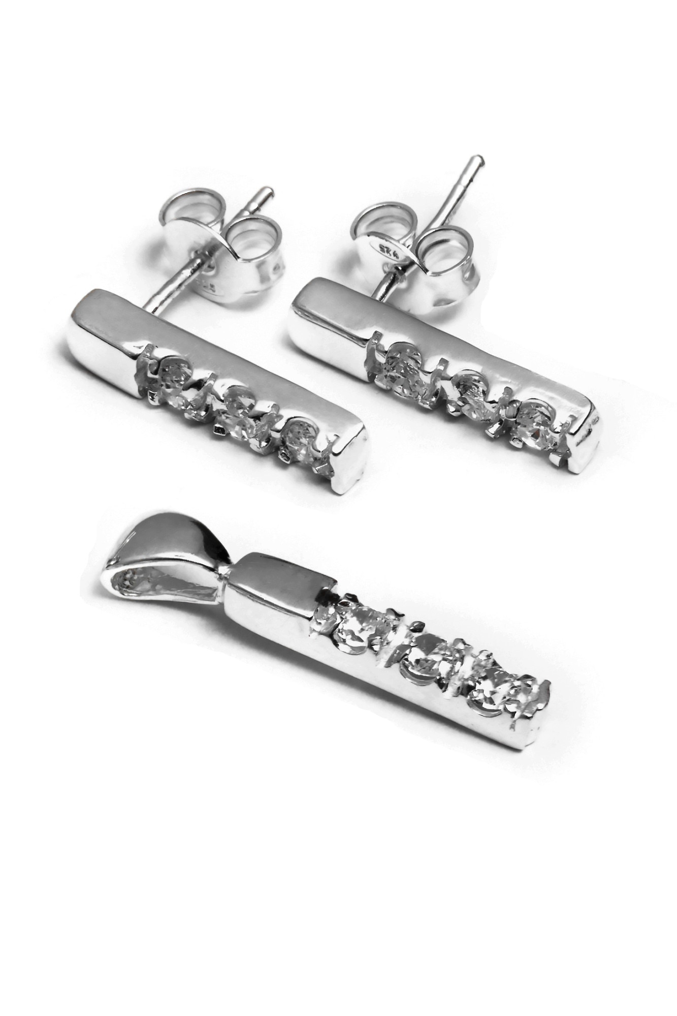 Set din argint 925,Eurosilver,cu zirconiu,alb