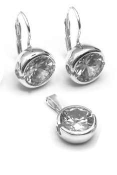 Set din argint 925,Eurosilver,cu zirconiu,alb Set din argint 925,Eurosilver,cu zirconiu,alb