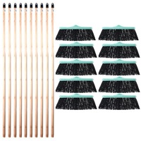 pachet 10  10 - 10 x perie 27cm turcoaz atasabila pentru casa si curte  10 x coada din lemn cu filet pentru matura si mop 120cm imagen 1_0_
0