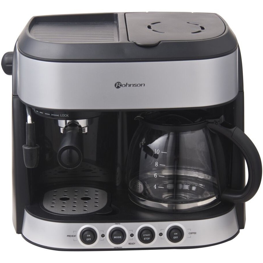 Espressor 2in1 Rohnson R970, 1850W, 15 bari, 1,25 l, sistem de spumare, Negru/Gri