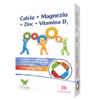 Suplimente Ca , Mg , Zn , Vit D3 , 30 cp Suplimente Ca , Mg , Zn , Vit D3 , 30 cp