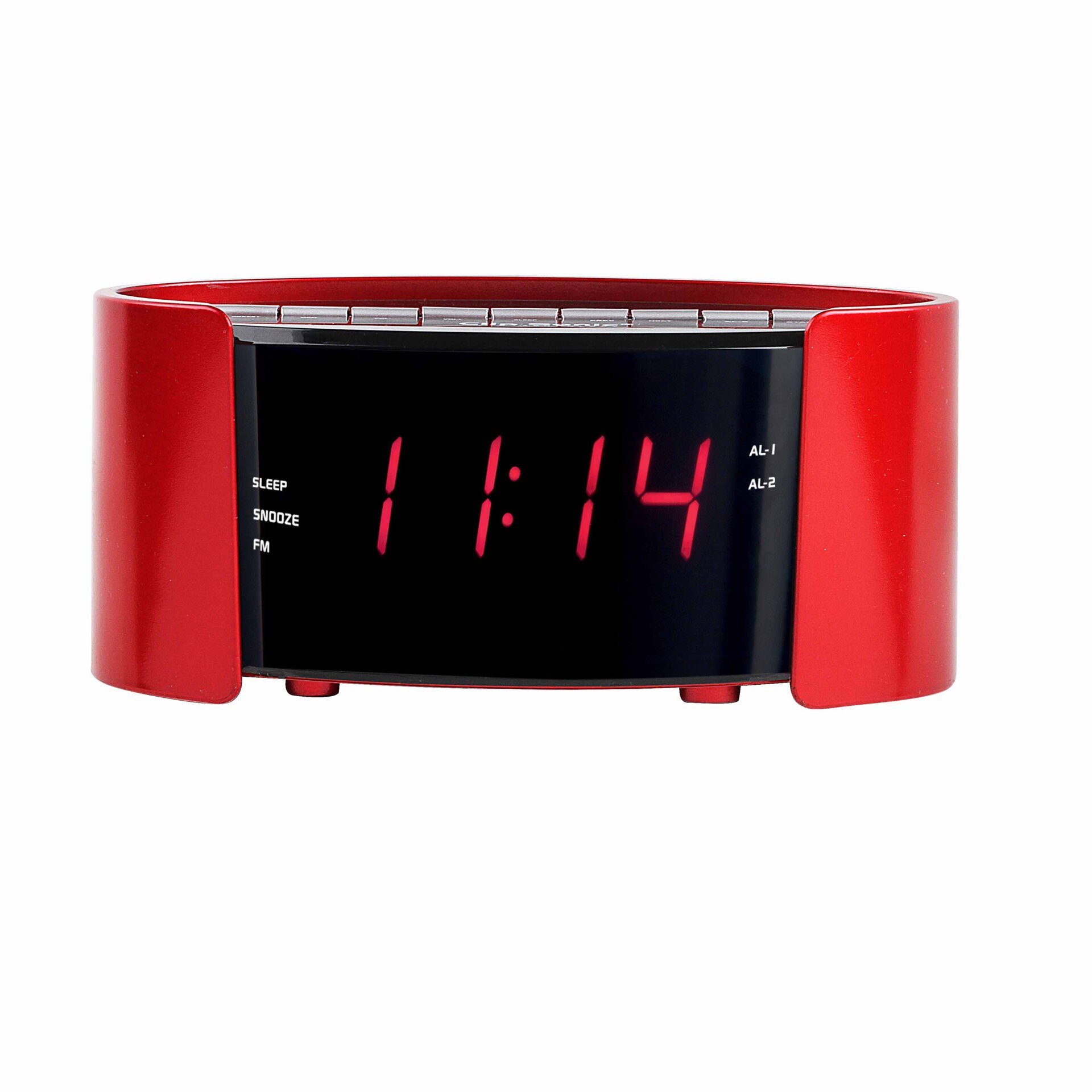 Radio cu ceas desteptator Clip Sonic AR306R, rosu, alarma duala, sleep, snooze