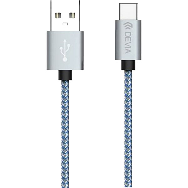 Cablu de date Devia Tube Type-C, 1m, impletitura textila, Gray