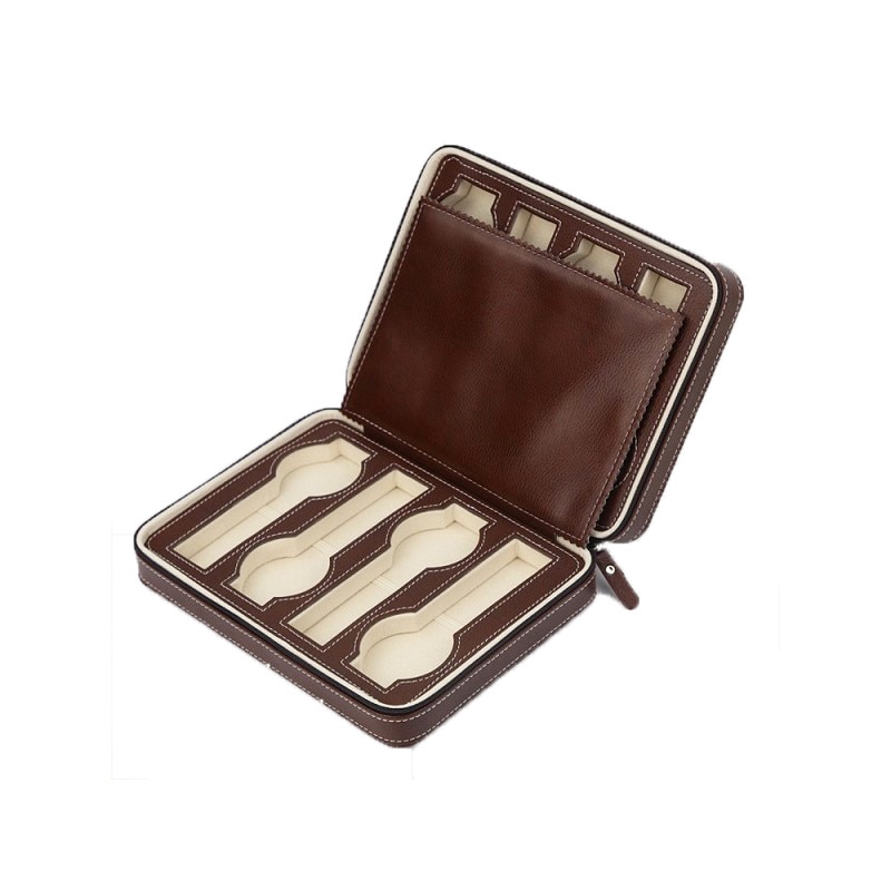 Caseta pastrare si transport ceasuri 8 spatii maro