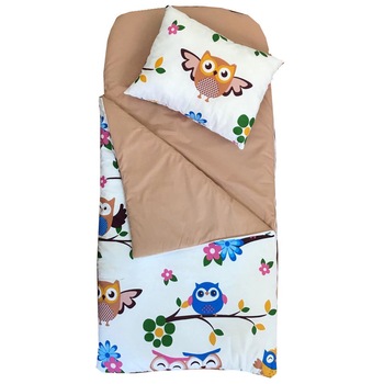 Sac de dormit buzunar de iarna 1-3 ani Bufnite cu maro Sac de dormit buzunar de iarna 1-3 ani Bufnite cu maro