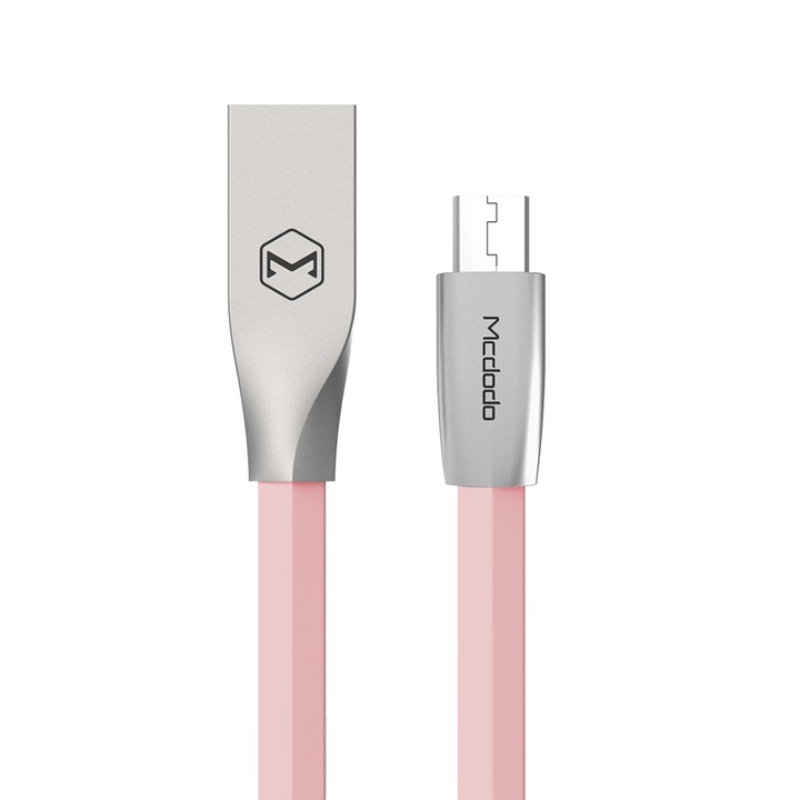 Mcdodo Zn-Link Silver MicroUSB kábel, 1.5 m, 2.4 A max, rózsaszín