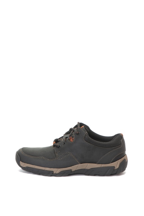 Clarks, Pantofi impermeabili de piele si material textil WalbeckEdge II, Negru, 7