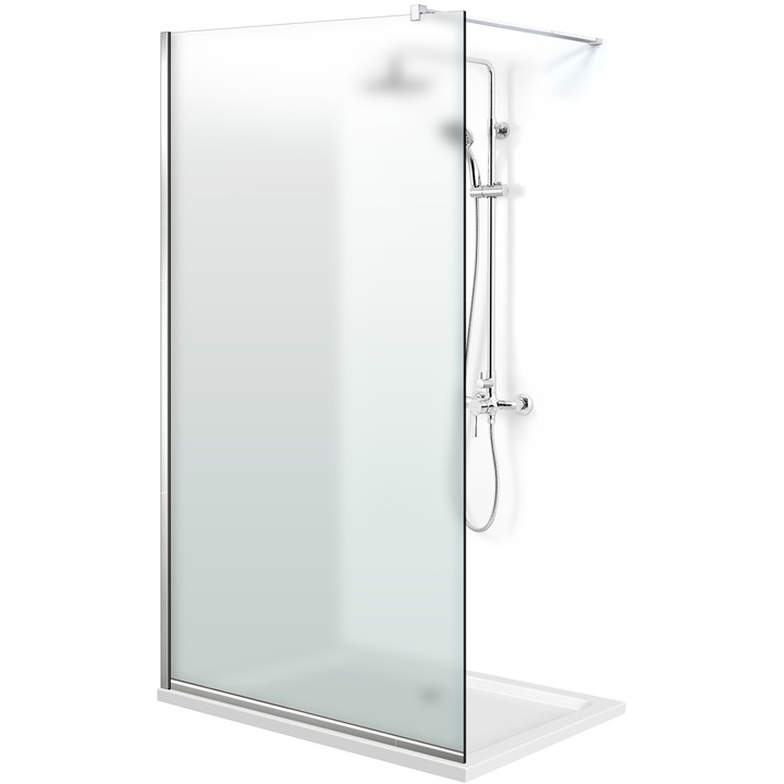 Aqua Roy ® INOX 90x195 cm zuhanyfal, 8 mm matt biztonsági üveg, vízkő elleni kezeléssel