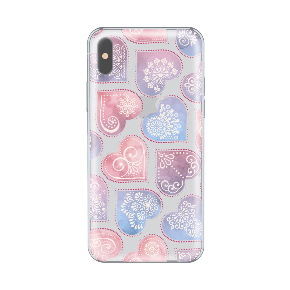 Husa Silicon Lemontti Art pentru iPhone X, Hearts
