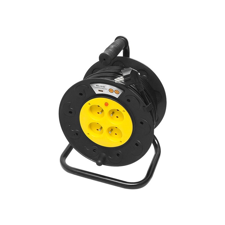 Rola Cablu Prelungitor cu 4 Prize si Tambur, Lungime 30m, Siguranta Protectie si Impamantare