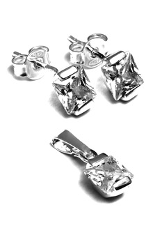 Set din argint 925,Eurosilver,cu zirconiu,alb Set din argint 925,Eurosilver,cu zirconiu,alb