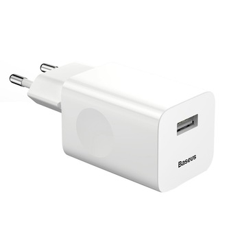 Incarcator Retea Baseus Quick Charger Single USB, 3 A, Alb Incarcator Retea Baseus Quick Charger Single USB, 3 A, Alb