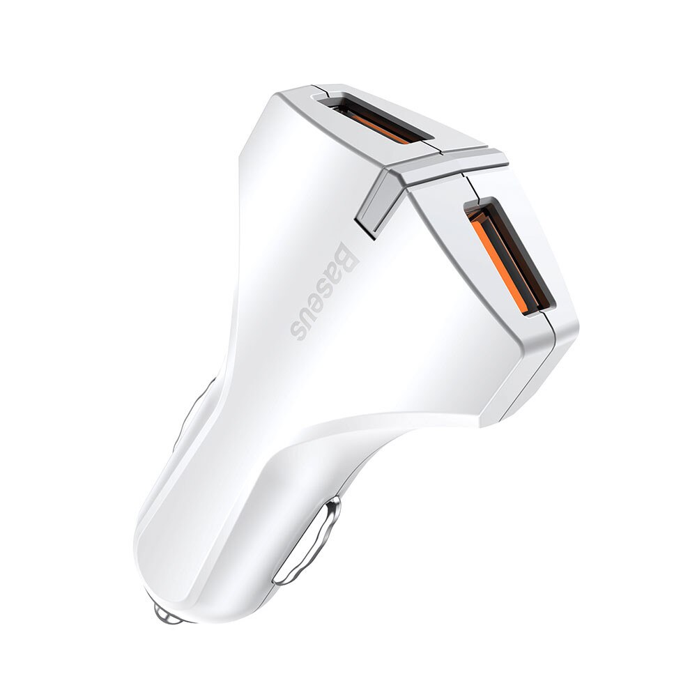 Incarcator Auto Baseus Small Rocket Dual USB Quick Charge, 3 A, Alb