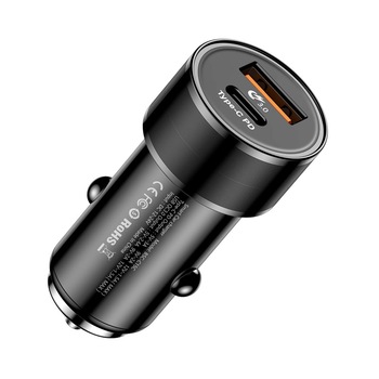 Incarcator Auto Baseus Small Screw cu port Type-C si USB, 3 A, Negru Incarcator Auto Baseus Small Screw cu port Type-C si USB, 3 A, Negru