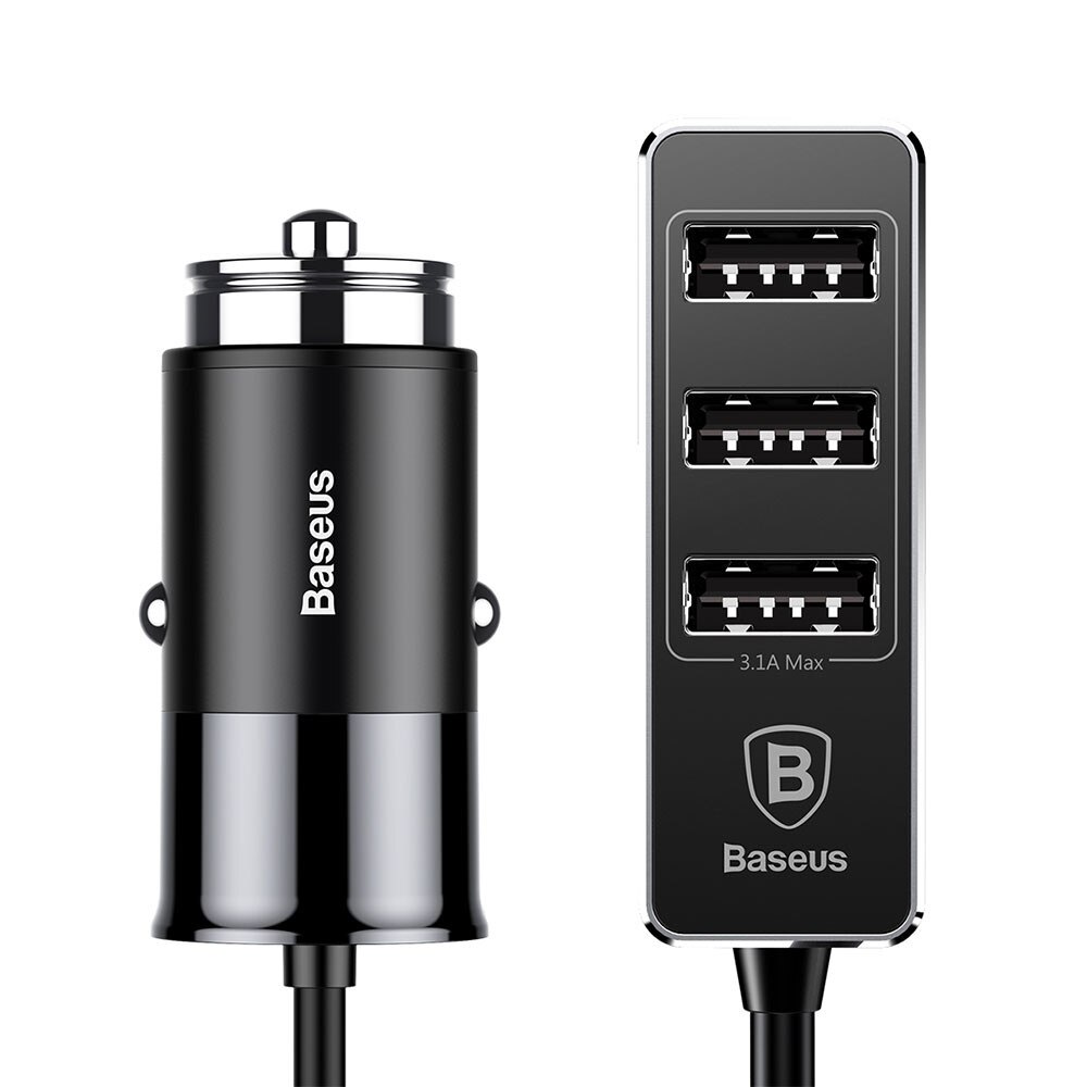Incarcator Auto Baseus Enjoy Together Quad USB, 5.5A, Negru