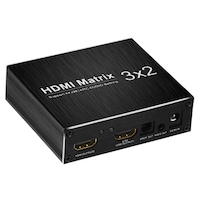 Switcher splitter 3 x 2 ARC HDMI 4K 3.5mm SPDIF cu 3.5mm L/R Audio extractor si telecomanda IR, negru