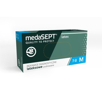 Manusi Latex Pudrate Medasept, 100 buc, S Manusi Latex Pudrate Medasept, 100 buc, S