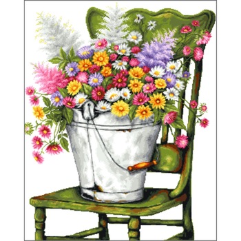 Goblen Astilbe si margarete, Rogoblen, kit cu diagrama alb-negru, 35x28 cm, bumbac Goblen Astilbe si margarete, Rogoblen, kit cu diagrama alb-negru, 35x28 cm, bumbac